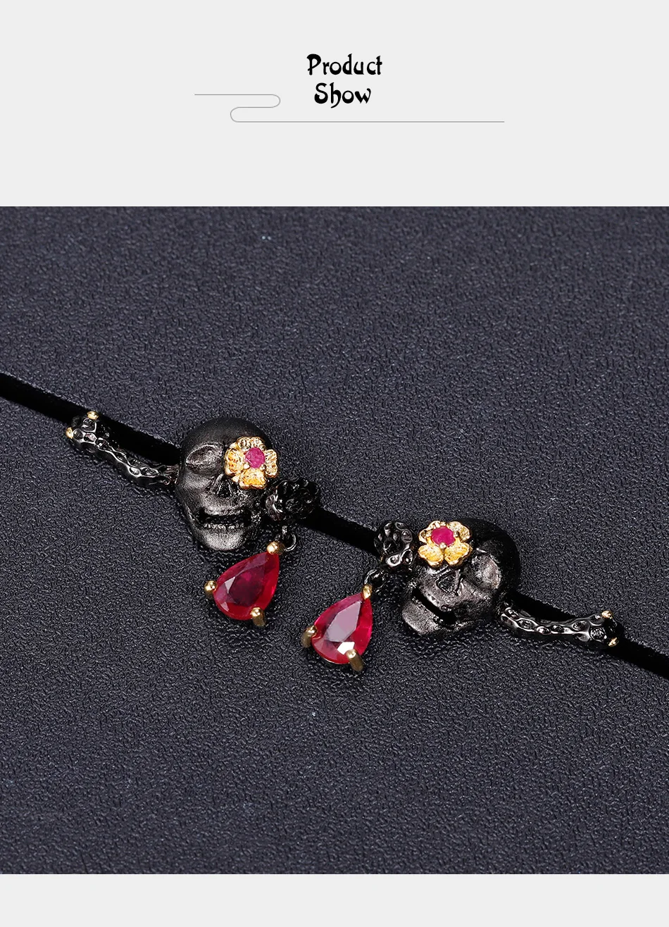 GEM'S BALLET 925 пробы, серебряные серьги-скелеты, 1.26Ct, натуральный рубин, со стеклом, серьги-гвоздики для женщин, вечерние ювелирные изделия