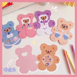 Carte de vœux ours dessin animé mignon Ins Style, 2 pièces, carte de bénédiction pour étudiantes filles, cadeaux d'anniversaire de vacances créatifs en trois dimensions 