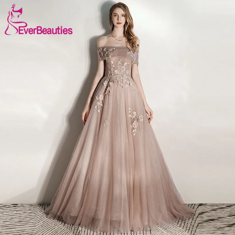 as picture Платья из тюля с открытыми плечами для выпускного вечера, длинные, Vestidos De Gala, вечерние платья, элегантное платье, Vestido Formatura - Цвет: as picture