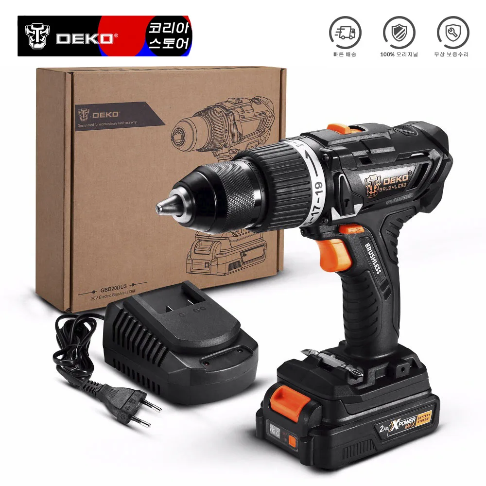 Deko Gbd20du3 20-volt Max Brushless Electric Impact Drill Cordless ...