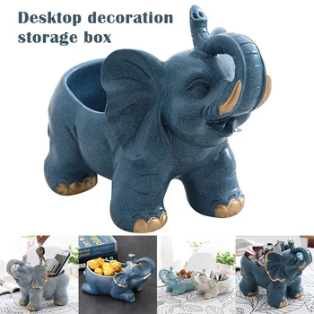 

Exquisite Cute Resin Elephant Key Pen Holder Storage Box Desk Organizer Accessories DTT88