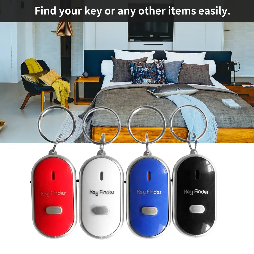 Smart LED Whistle Key Finder Flashing Beeping Sound Control Alarm Anti-Lost GPS Keyfinder Locator Tracker With Keyring