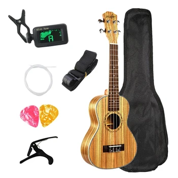 

Concert Ukulele 23 Inch Hawaiian Zebrawood Beginner Uke 4 Strings Acoustic Guitar Ukulele Guitar With Bag Send Gifts Musical Str