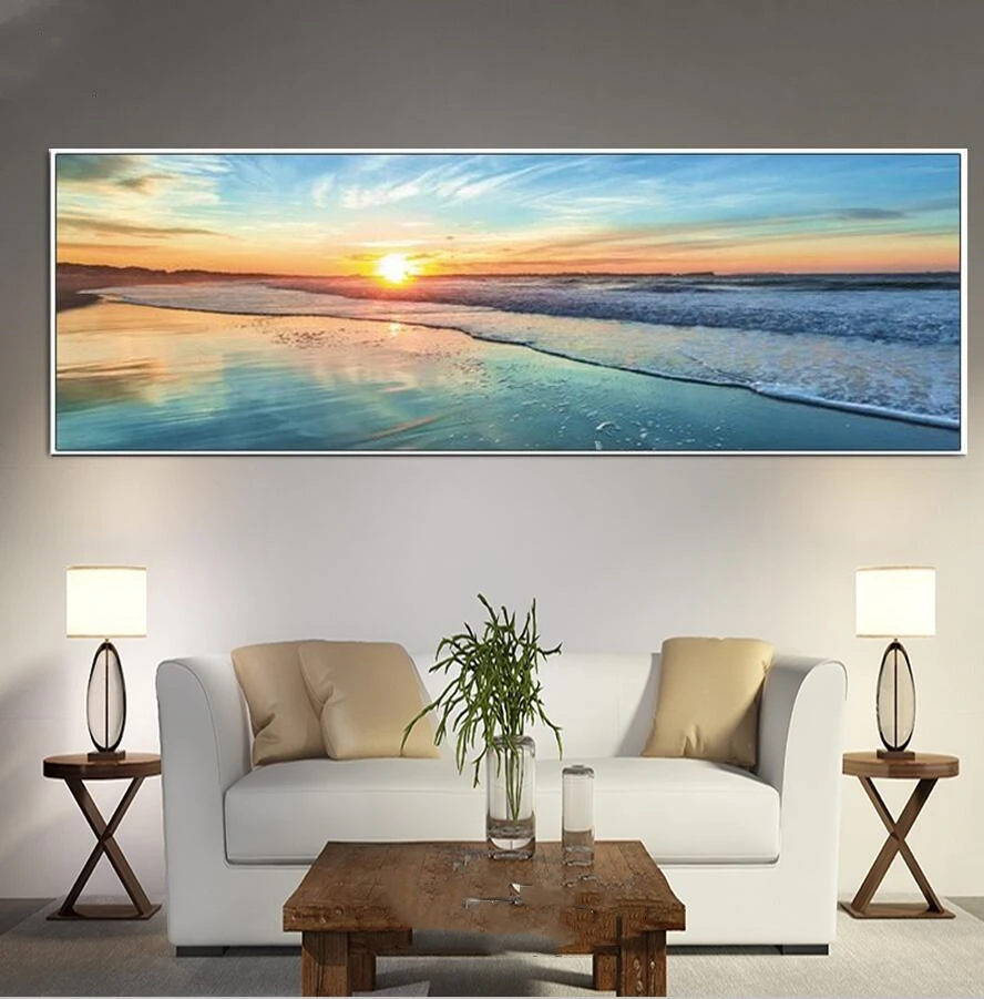 Sunset Seascape diamond Paintings large cross stitch diamond embroidery sea picture of rhinestone diamond mosaic 5d icon decor_副本