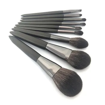 

9 Pcs Makeup Brushes Set For Foundation Powder Blush Eyeshadow Concealer Lip Wooden Handle Brown Fiber Hair Makeup Brush Cover