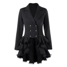 Long Sleeve Little black Dress Layered Notched Lapel Double-Breasted Patchwork Lace Vintage Sweet Mini Above Knee Dresses Long Sleeve Little black Dress Layered Notched Lapel Double-Breasted Patchwork Lace Vintage Sweet Mini Above Knee Dresses