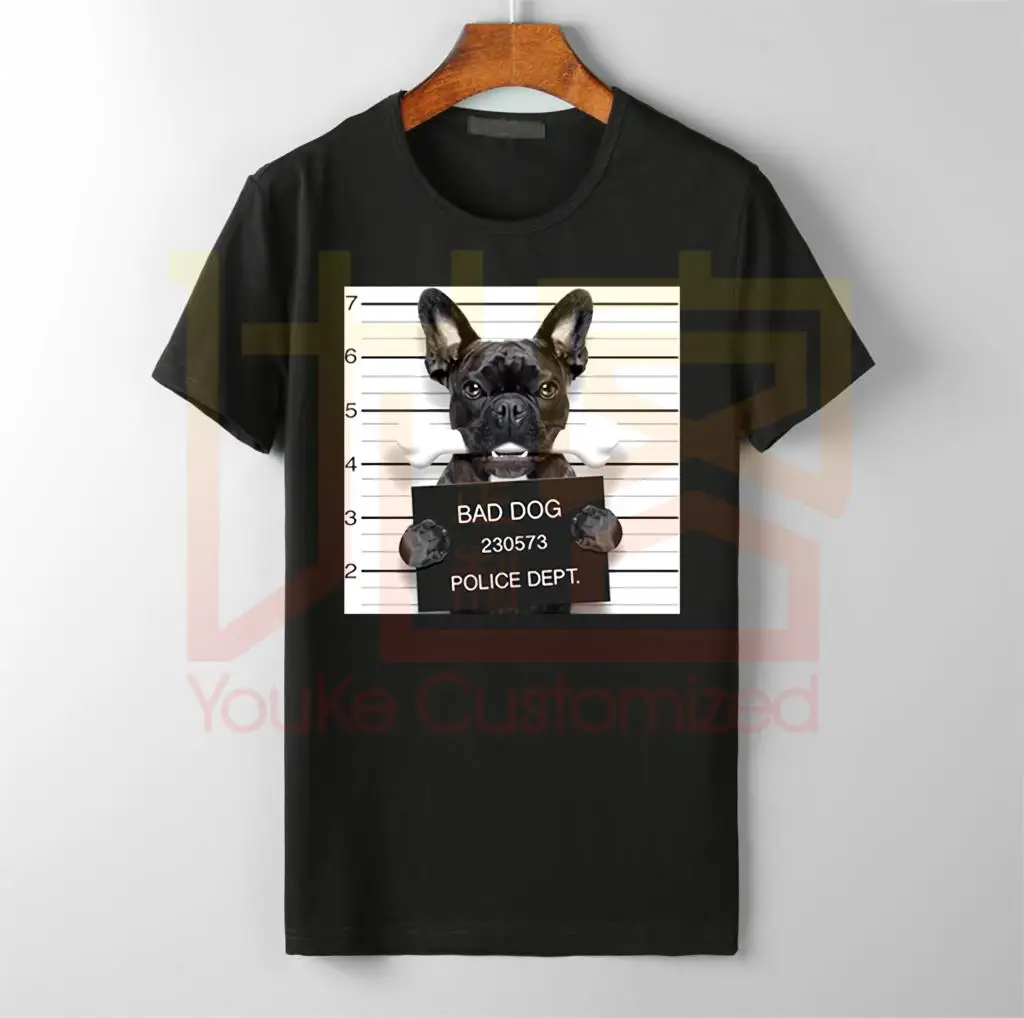 Мужская футболка с принтом Французский бульдог коротким рукавом рубашки bad Dog 2019 |