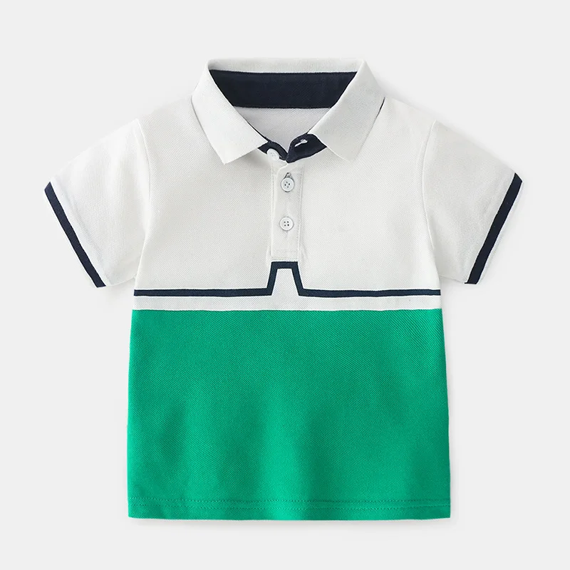 Baby Boy Short Sleeved Shirt Summer Children Polo Shirt Cotton Kids Boys Color Matching Polo