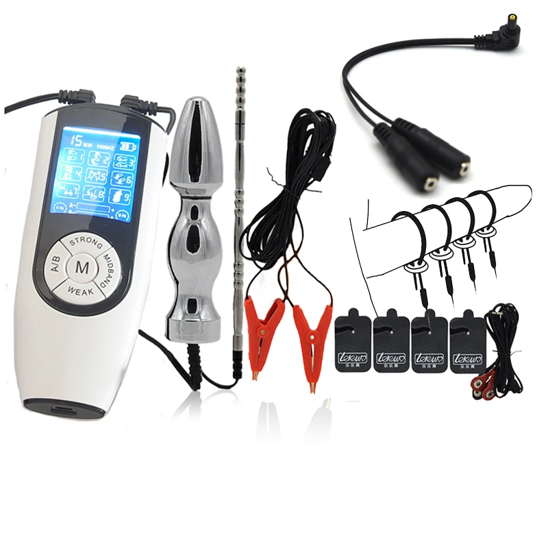 Bdsm Electro Shock Cock Ring Nipple Clamps Massage Pads,EStim E-Stim Anal Plug Urethral Sound Dilator,Medical Themed Toys