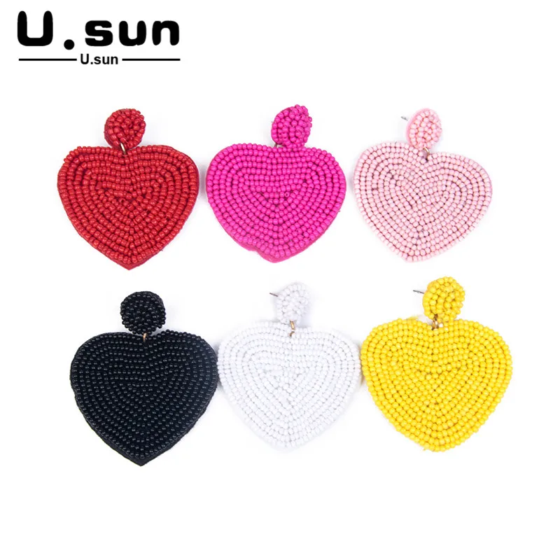 

Boho Layered Heart Beads Earring Hanging Big Circle Colorful Women Resin Acrylic Drop Earrings Fashion Wedding Party Jewelry