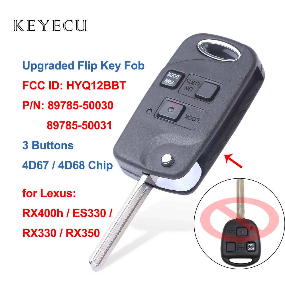 Folding Flip Remote key Fob for Lexus EX330 RX330 2004 2005 2006 2007 HYQ12BBT 