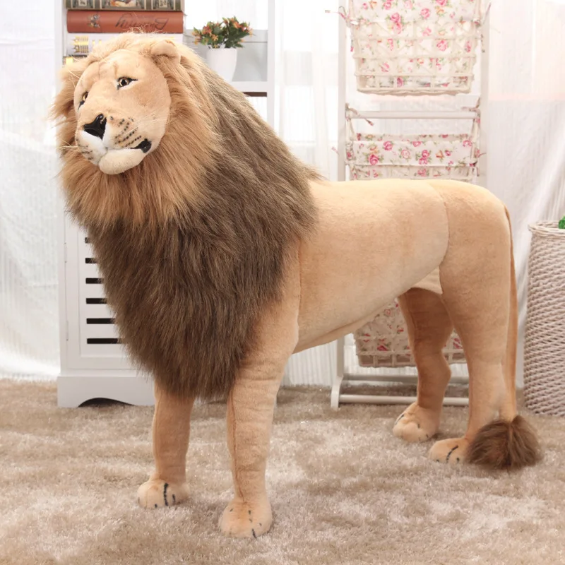 Huge Stuffed Toys Simulated Lion Large Plush Toys Children High Quality Lion Stand Christmas Gift Home Decoration 1.1m AA50MR