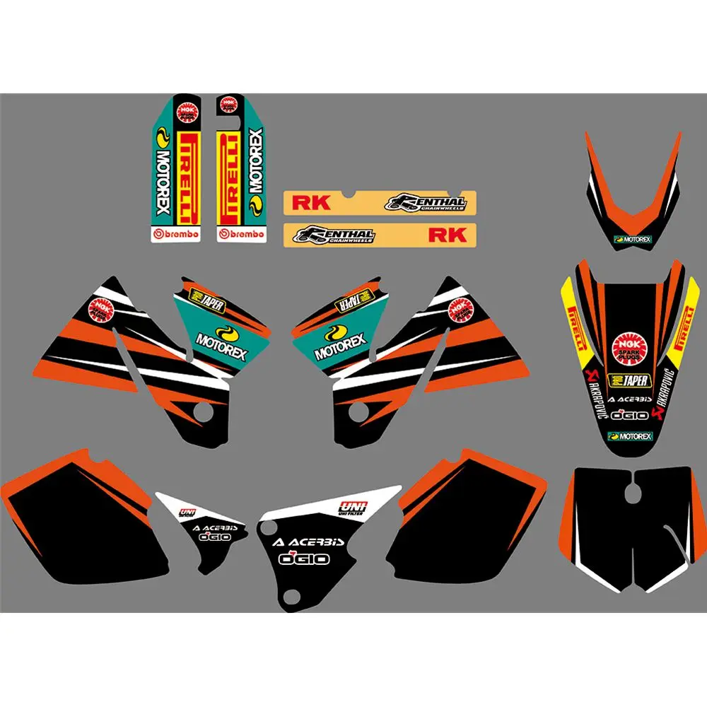 Full Graphics Decals Stickers Motorcycle Background Custom Number Name 3M Matte For KTM SX 125 250 380 400 1998 1999 2000 | Автомобили и