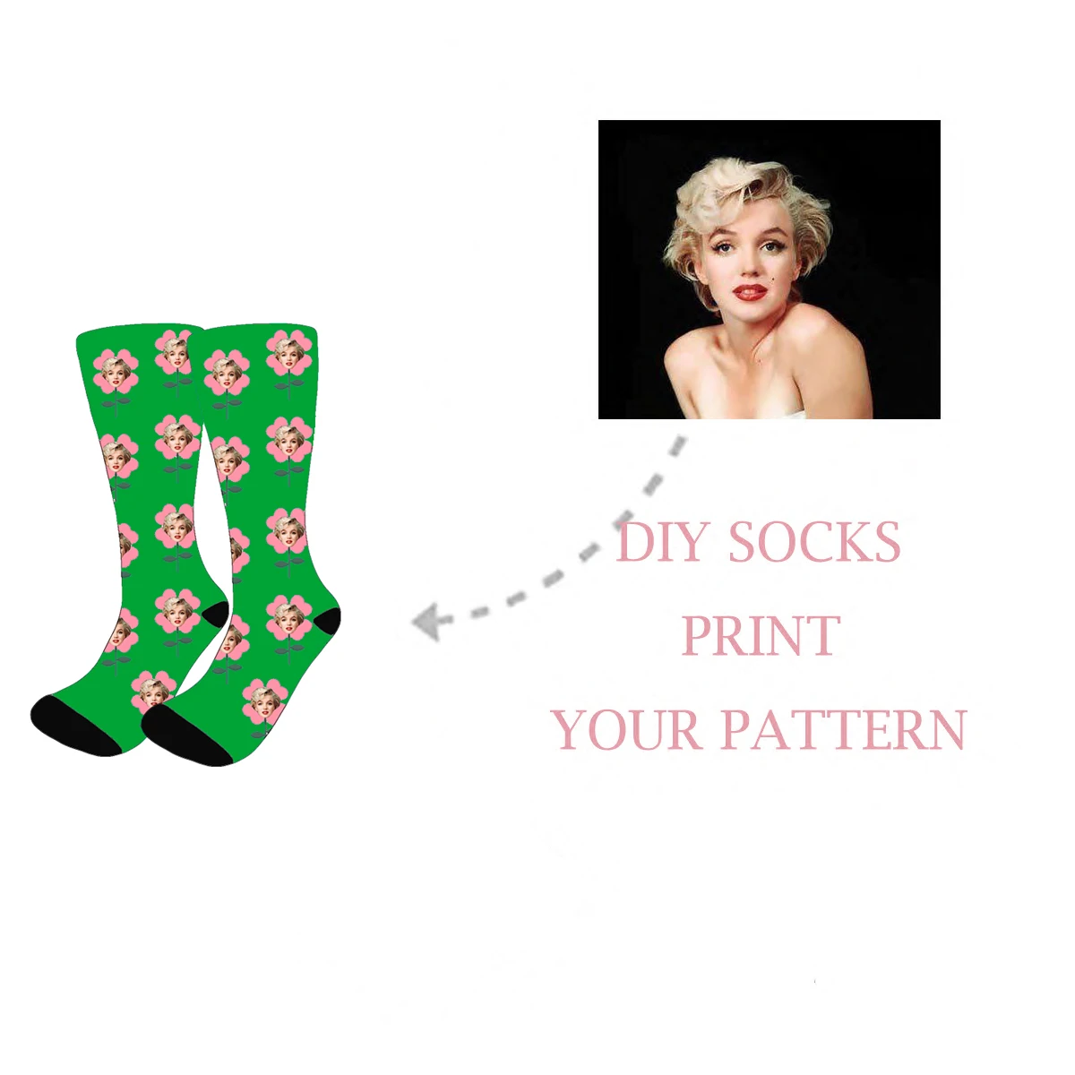 

3D Diy Printed Personalized Custom Women&Men's Sport Socks Harajuku Funny Flower Colorful Art Design Long Sock Gift