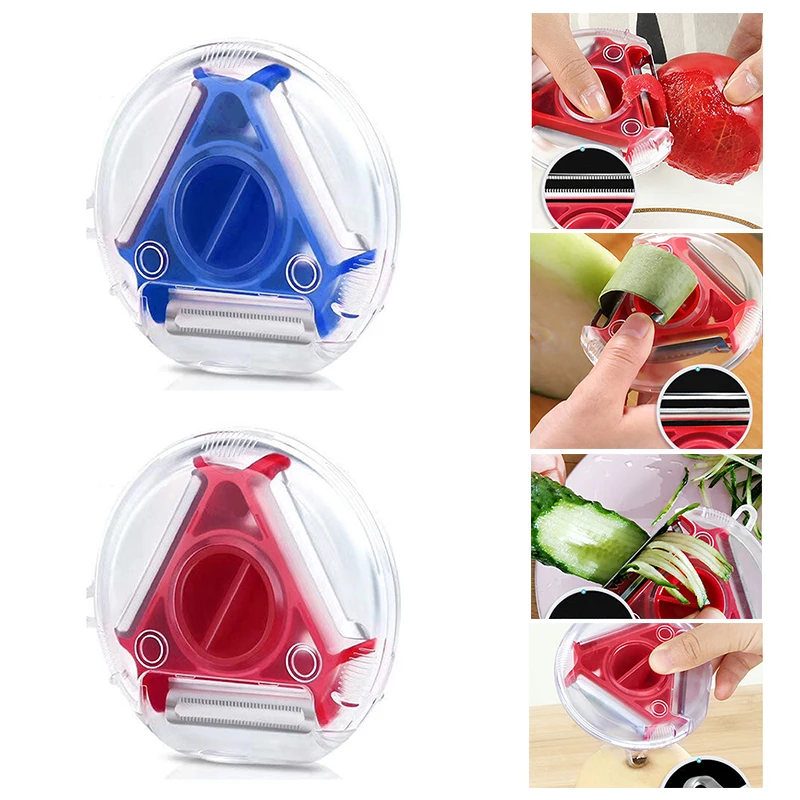

3 In 1 Multi Function Three Use Rotary Hanging Round Planer Peeler And Cutter Kitchen Accessories Vegetable Tools Dropshipping