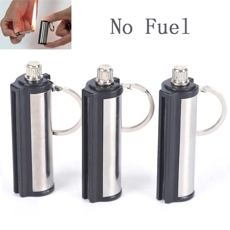 

New Durable Outdoor Emergency Flint Fire Starter Keyring Bag Purse Car Key Chain Silver Survival Endless Match Box Keychain Gift