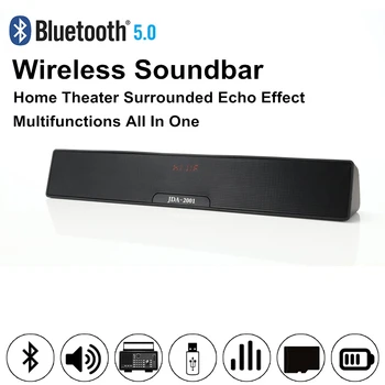 

10W Wireless Speaker Soundbar TV PC Phone Surrounded Home Theater Soundbar Bluetooth Speaker Display HD Call FM Radio TF USB