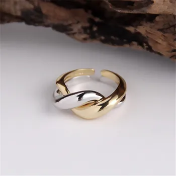 

RUIYI Real 925 Sterling Silver Minimalist Twine Rings Women Cold Wind Wave Shape Geometric Irregular Cool Cute Niche Open Rings