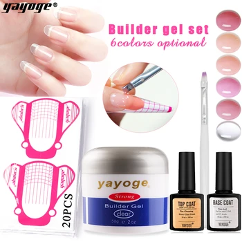 

YAYOGE 5pcs/Set Builder Gel Set Quick Building Poly Nail Gel Kit White Clear For Nail Extensions Jelly Gel Polish Manicure Nail