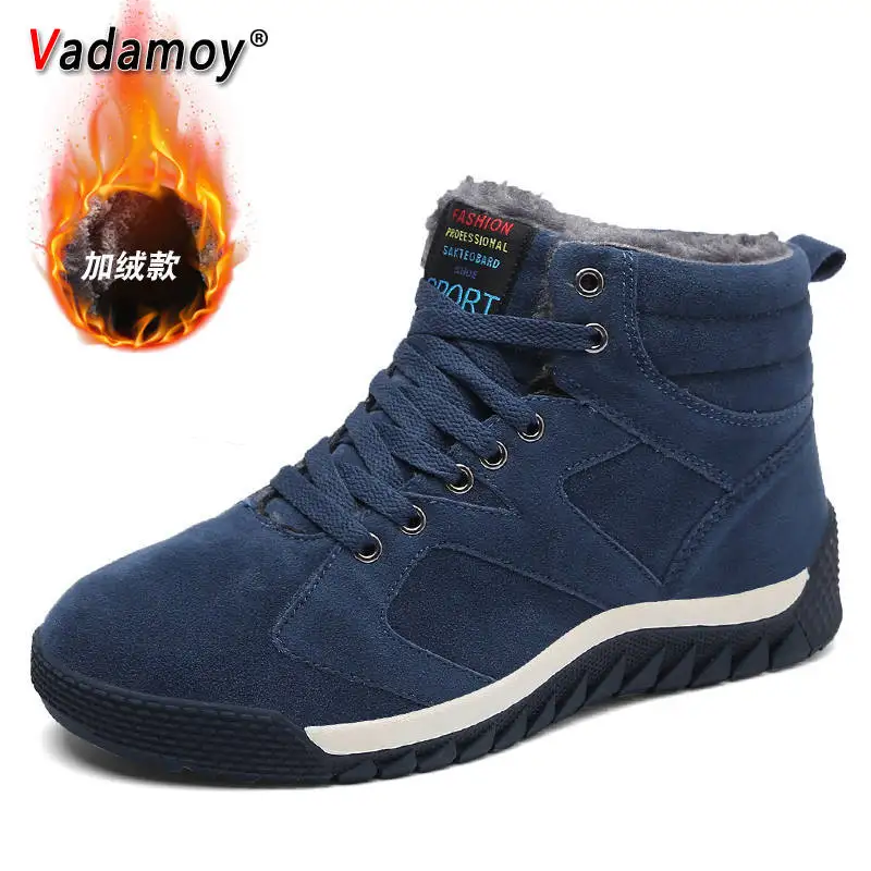 Men Shoes Winter Casual Boots for Men Fur Lace Up Warm Snow Boots Outdoor Fashion Flat Mens Shoes Big Size 47 Scarpe Uomo 43