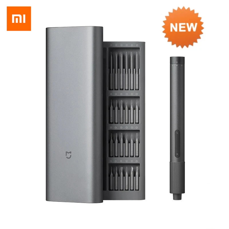 Xiaomi Mijia – Kit de tournevis électrique de précision, couple à 2 vitesses 400, 1 boîte en aluminium magnétique Rechargeable de Type C