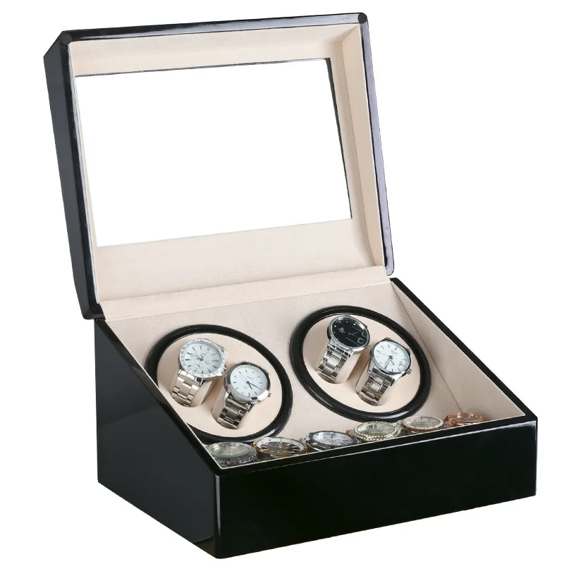 

4 + 6 Piano Lacquer Double Headed Automatic Watch Winder Electric Watch Box ma da he Self-Winding Watch Box