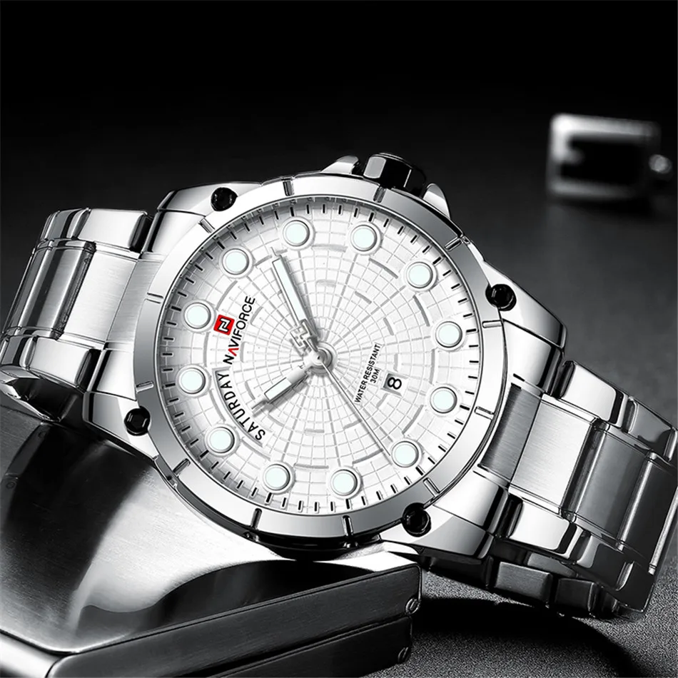 NAVIFORCE Men's Watch, Men's Luxury Stainless Steel Watch, Fashion Trend Men's Watch, Business Casual Men's Watch, Men's Sports