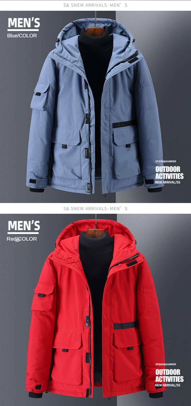 outwear quente, casaco preto designer, parka masculina, marca de moda, inverno