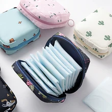 Women Sanitary Napkin Bag Mini Portable Sanitary Napkin Storage Bag Waterproof Sanitary Pads Box Coin Purse Makeup Organizers