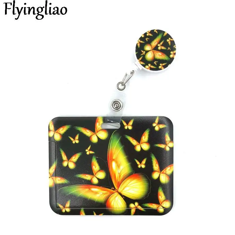 

Butterfly Monarch Cute Card Cover Clip Lanyard Retractable Student Nurse Badge Reel Clip Cartoon ID Card Badge accessorieselry