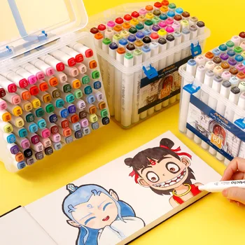 

30/40/60/80 Color Art Markers Set Dual Headed Artist Brush Drawing Pens Sketch Oily Alcohol based markers For Animation Manga