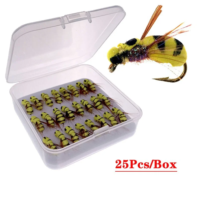 5/10/25Pcs/Box Yellow Simulation Bee Dry Fly Floating Foam Flies