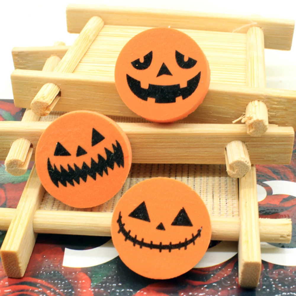 

3 Pcs/pack Halloween Pumpkin Cute Style Pencil Rubber Eraser Student Prizes Promotional Gift Stationery