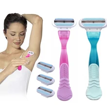 Женская трехслойная бритва с 4 лезвиями бритва ручная бритва триммер для волос устройство для удаления волос Безопасная бритва для женщин