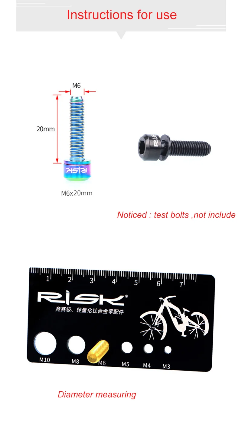 Риск акриловый Винт измерительный суппорт велосипедный M3/M4/M5/M6/M8/M10 болты измерительные инструменты MTB дорожный велосипед ремонт велосипедные аксессуары