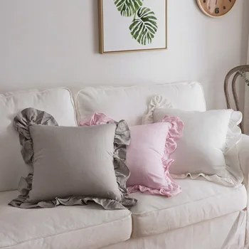 

45x45cm Ruffle buttons Sofa Pillowcase Pink Cushion Cover Throw Pillow Case Home Sofa Bed Chair Decoration 17.72x 17.72inch