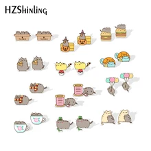 Новые Сережки Серого Кота акриловые серебряные забавные коты полимерная серьга эпоксидные термоусадочные серьги позолоченные