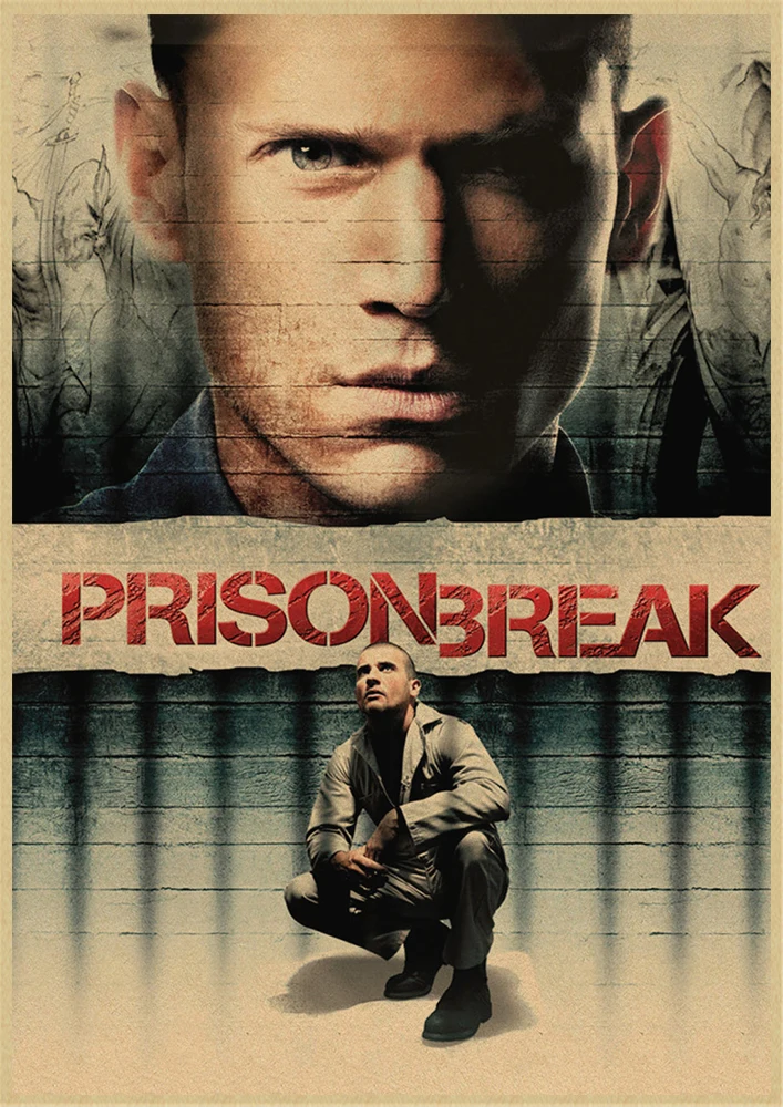 Movie Poster Home Decor Posters Wall Hangings Decor Prison Break Classic Movie Kraft Paper Poster Bar Cafe Living Room Dining room Wentworth Miller