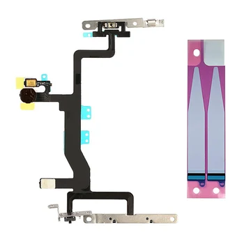 

2pcs/set Switch Power Button and Volume Control Mic Mute Button Connector Flex Cable + battery sticker for iphone 6s