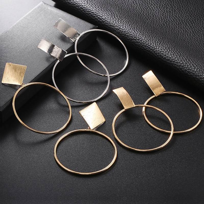 Ear Clip Earrings Fashion Geometric Round Clip on No Pierced Metal Simple Big For Women Party Minimalist ear clip earrings,clip earrings,ear clip