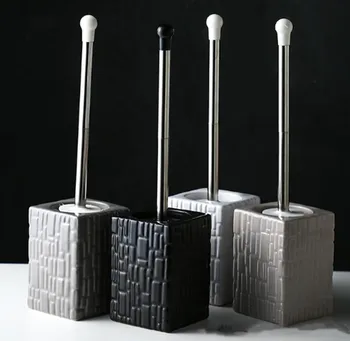 

Ceramic Toilet Brush Set Washroom Clean Tools Toilet Bowl Holder Bathroom Accessories Set Constructed Of Durable Plastic Rubber