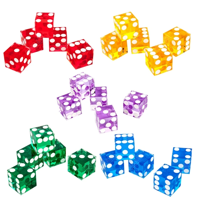 Acrylic Transparent Dice D6 19mm Casino Dice with Razor Edges 5pcs