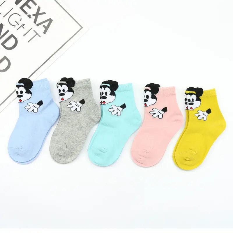 Kids Socks 5Pairs Children Socks Breathable Sports Girls Boys Sokcs Cartoon Mickey Mouse Infant Cute Cotton Short Chaussette Enfant Garon