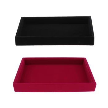 

2pcs Black/Rose Red Jewelry Display Tray Rings Showcase Holder Watch Containers