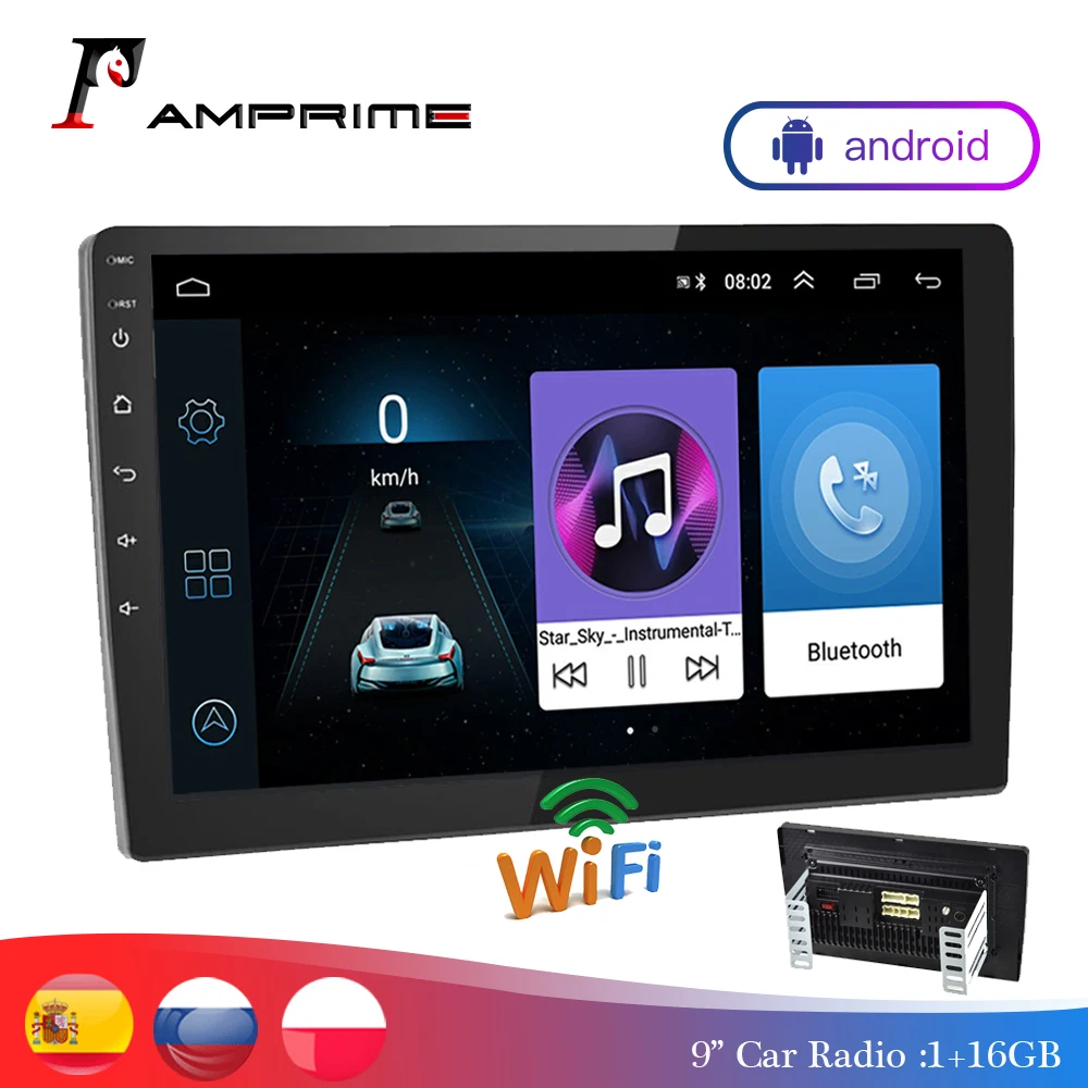 AMPrime Android Автомагнитола 2 din 9/1" Автомобильный мультимедийный плеер 2din Bluetooth Авторадио Mirrorlink аудио стерео FM USB MP5 плеер