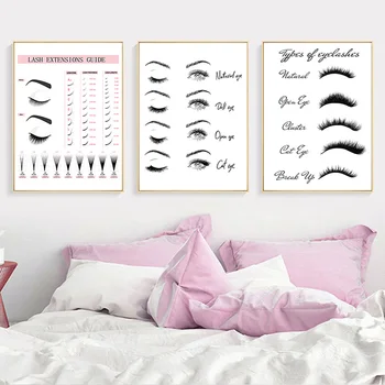 Preise Lash Extensions Techniker Guide Poster Drucke Make-Up Wand Kunst Bild Salon Decor Wimpern Art Moderne Mode Leinwand Malerei