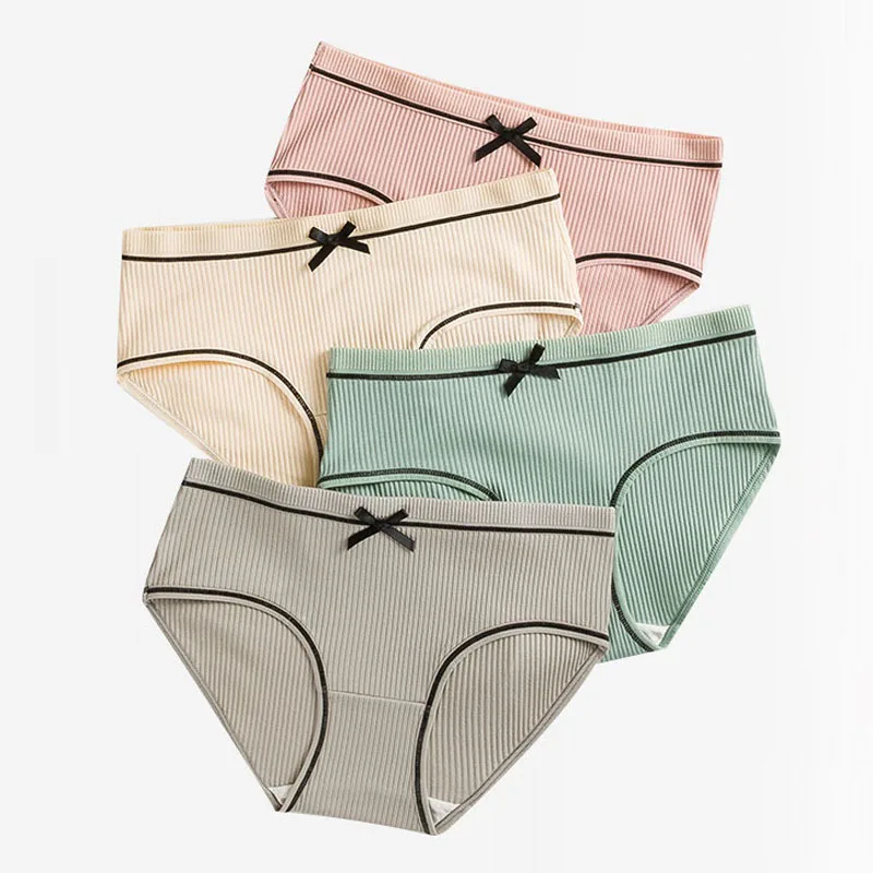 

Roseheart Women Fashion Pink Green Cotton Mid Waist Panties Underwear Lingerie Women Briefs 3 Piece 3 Color Underpants M L XL