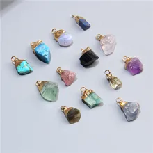 

Reiki Natural Rough Stone Pendants Strawberry Quartz Amethyst Pendant Healing Energy Stone Charm Jewelry Findings Components