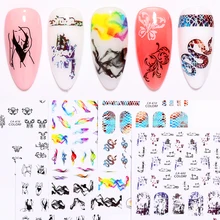 1 лист 3D наклейки для ногтей Необычные смешанные узоры красочные самоклеящиеся наклейки для ногтей 3D дизайн ногтей DIY Дизайн украшения