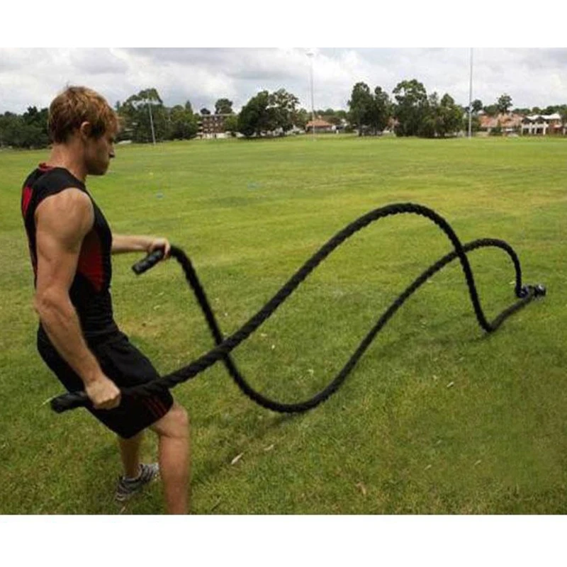 Strong-Toyers/12 M/15 M Тяжелая черная волнистая веревка для тренировки физической силы тела Спортивная Фитнес-Тренировка HWC